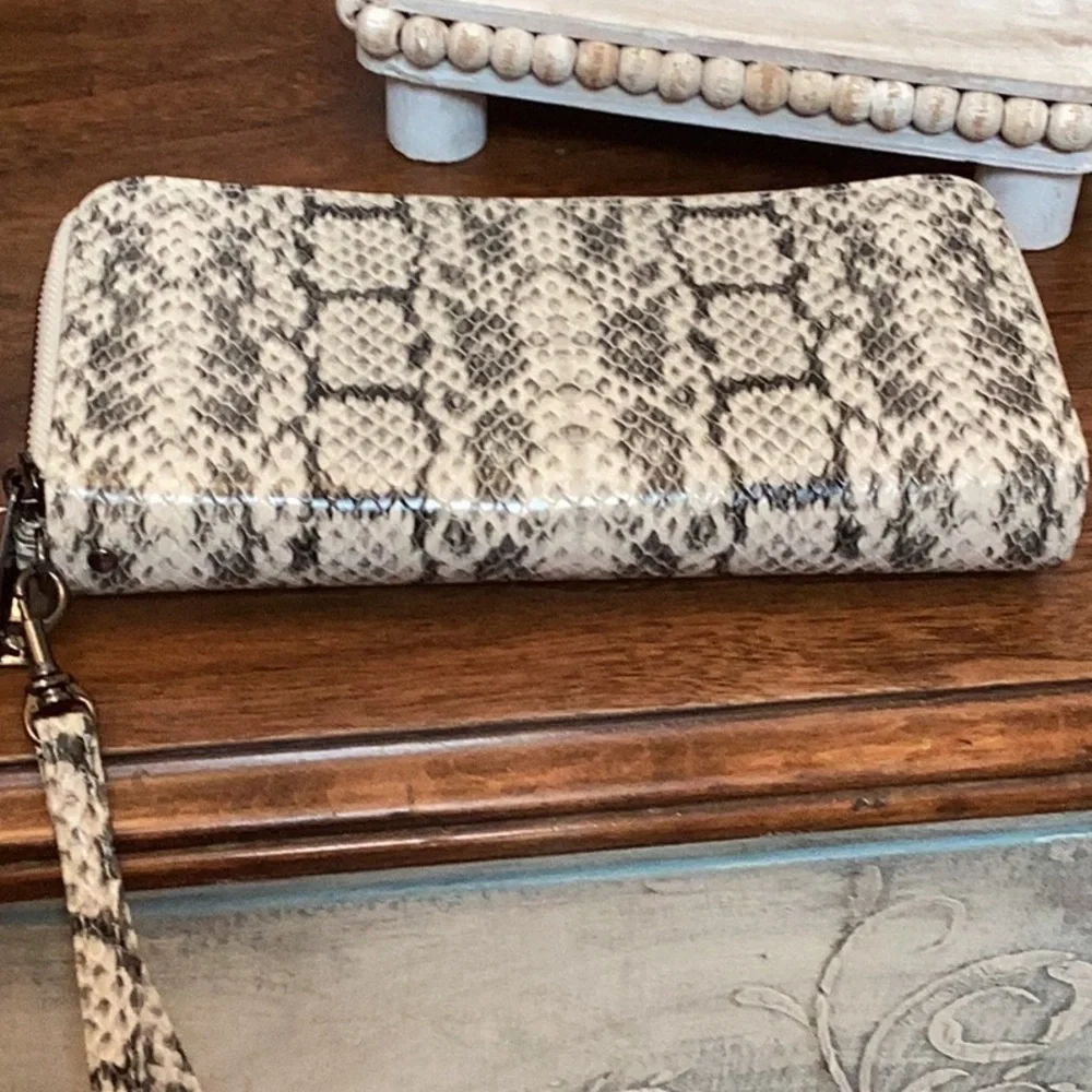 A New Day snakeskin double zip wallet with removable wristlet strap
